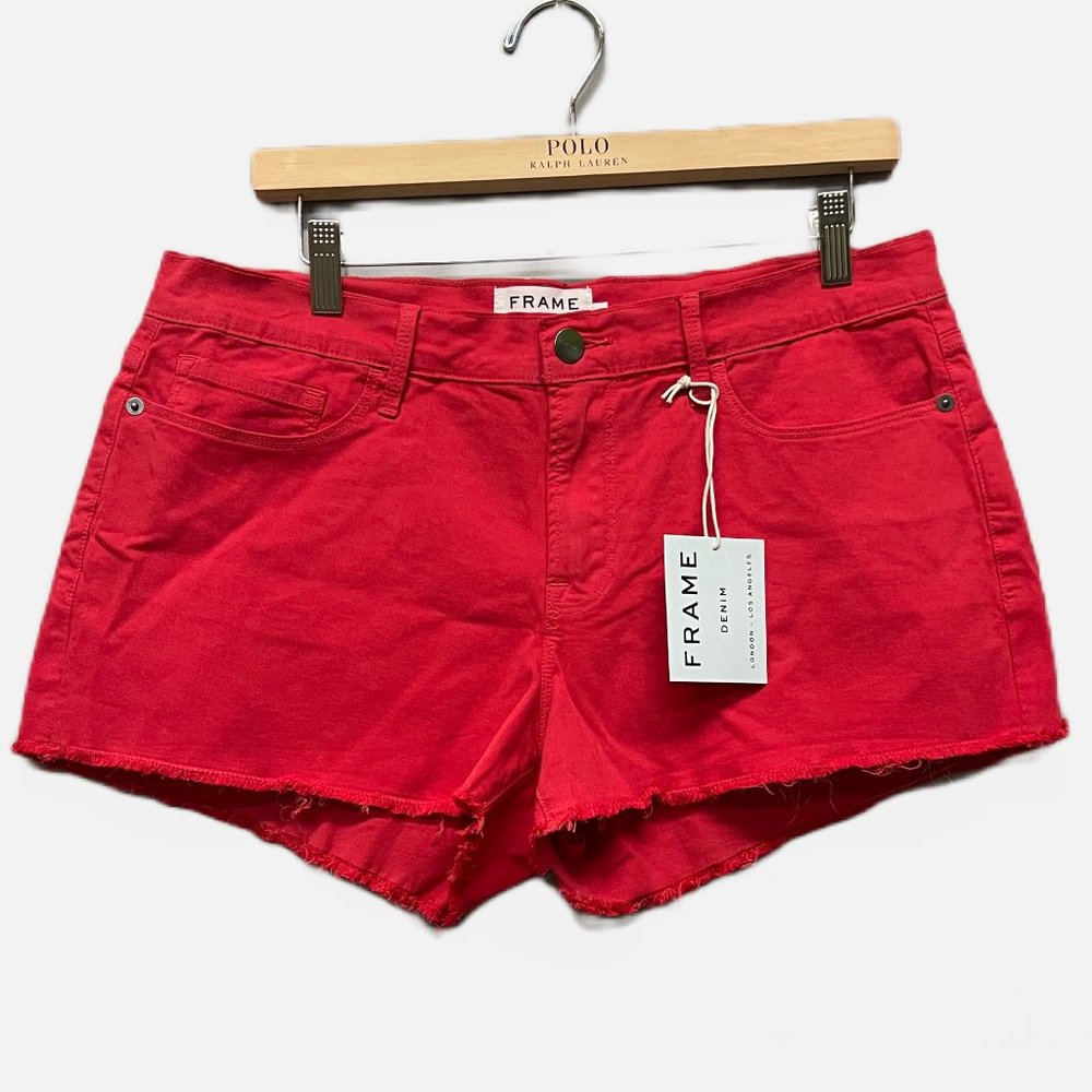 NWT! Frame Le‎ Cutoff Denim Shorts Red/30
